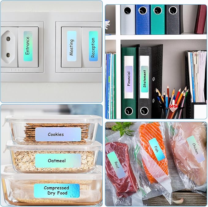 Gersoniel 1600 Pcs Label Tapes Compatible with D30 Label Printer Laminated Labeling Stickers Thermal Labels for Home Office(Laser Blue,12 x 40 mm)