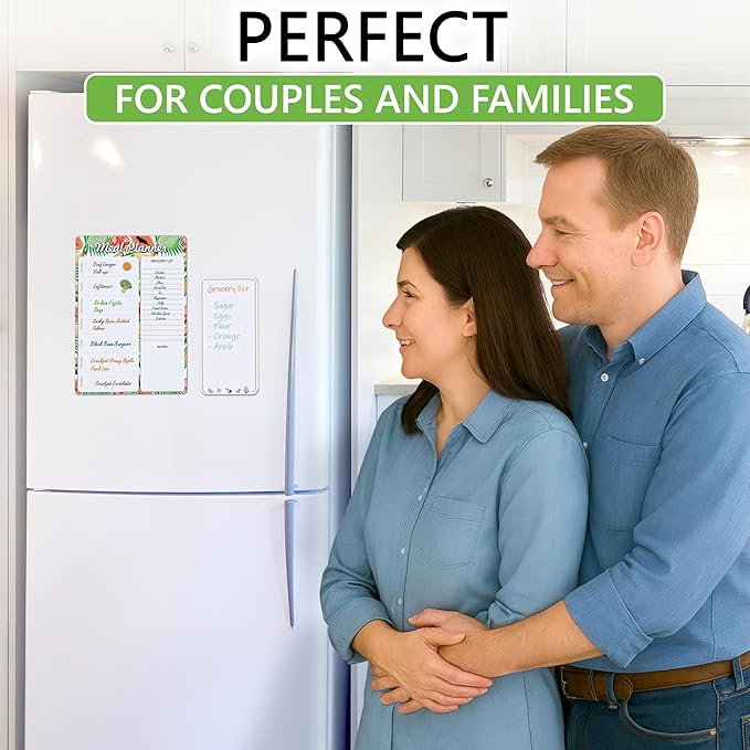 Magnetic Meal Planner for Refrigerator A4-8.5 x 12 Weekly Menu Magnet Fridge Menu Board for Kitchen Dry Erase Menu Board for Fridge Dinner Magnetic Menu Board with Dry Erase Grocery List for Fridge