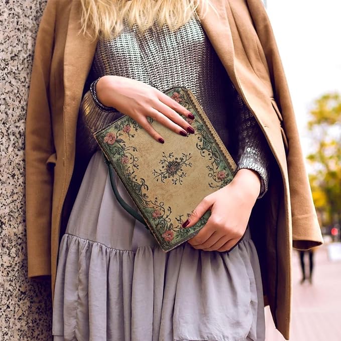 Retro Style Bible Book Cover Flower Bible Book Carrying Case Christianity Bible Accessories Bible Case Girls Bible Bags-Size：M
