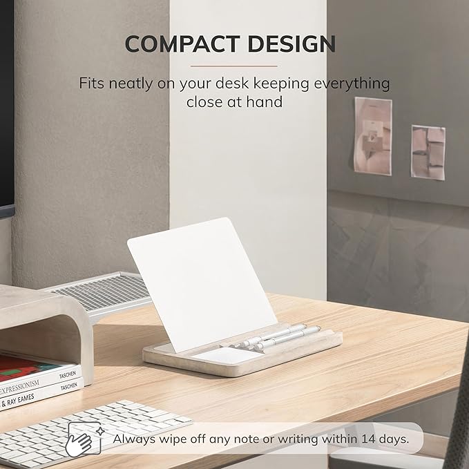 Anji Mountain Mango Wood Desk Helper with Whiteboard | Desktop Organizer for Office Desk Accessories, Home Office & School Supplies | Modern Desk Storage & Office Decor Organizer