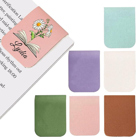 EDSG 5PCS Personalized Magnetic Bookmarks, Custom Bookmark Clip with Birth Flower & Name, Bookmarks for Book Lovers, Readers, Women, Men, Christmas, Birthday, Graduation (Style-2, 5PCS)