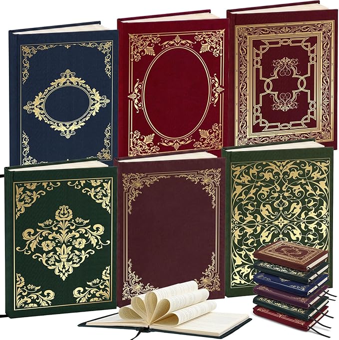 Gilprop 6 Pack Vintage Book Cover 9 x 11 in Jumbo Stretchable Book Cover for Most Hardcover Fabric Reusable Washable Protective Covers for Textbooks(Multicolor)