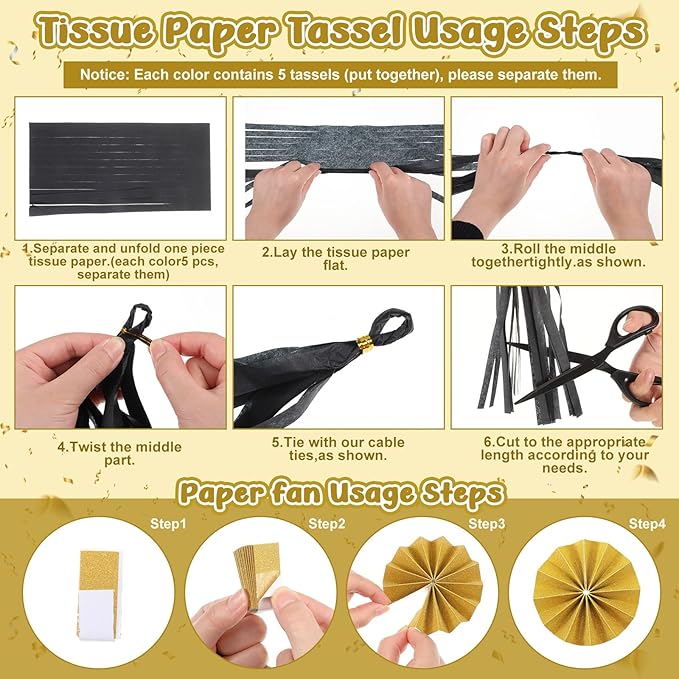 31 Pcs Graduation Photo Display Board Decoration 40"x28" Trifold Poster Board Graduation Themed Stickers Grad Fan Tassel Garland for 2026 Grad Party College Picture Frame(Black Gold Silver)