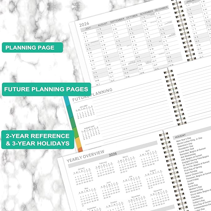 2026-2027 Appointment Book - 2026-2027 Daily Hourly Planner, July 2026 to June 2027, 9" x 11", Weekly Appointment Book with Printed Tabs, 30-Minute Interval, Holidays
