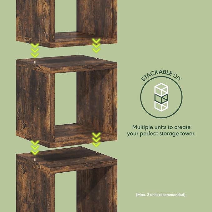 Furinno Cubicle Book Shelf, Stackable Bookshelf, Cube Storage Organizer Bookcase with Open Back, Extra Thick, 15.8" x 15.8" x 14.6", for Living Room, Bedroom, Home Office, Amber Pine