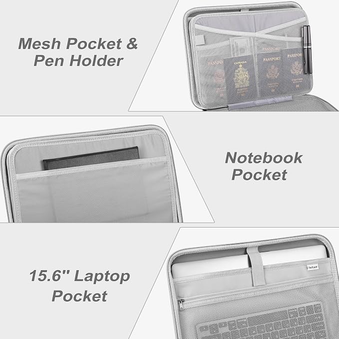 Fireproof Document organizer with Lock, 13 Pocket Accordion File Folder,Portable Office Home Travel Safe Briefcase for Letter A4 Files and More with Handle