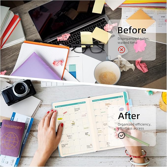 2026 Year Planner Magnetic Buckle Hardcover Weekly and Monthly Calendar Planner 12 Month 5.5" x 8.3" Soft Leather Bound Cute Planner Goal Habit Tracker Organizer Planning Book with Tabs ,Daily Schedule School Office Schedule for Women Men（White）