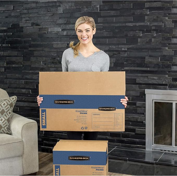 Bankers Box Small Prime Moving Box 15 Pack, Reinforced Handles, Tape-Free Assembly, Attached Lid, 16-in x 12-in x 12-in (0062711)