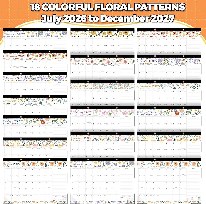 2026-2027 Desk Calendar, 18 Months Monthly Wall Calendar from Jun 2026 to Dec 2027, Large 17" x 12" Thick Paper Planner for Home Office Organizer, Teacher Desk Accessories，Home