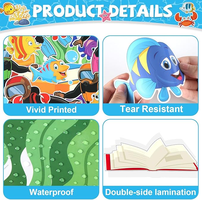 Summer Ocean Bulletin Board Decorations Set Get Dive into a Great Book Reading Theme Classroom Paper Cutouts Under The Sea Marine Fish Bulletin Board Decor for Back to School Teacher Chalkboard Wall