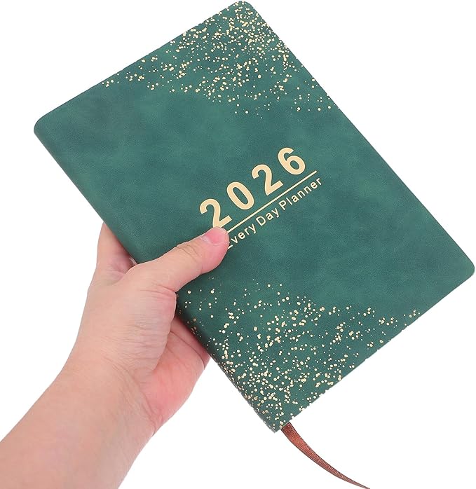 UPKOCH 2026 Daily Schedule Planner A5 Green Hardcover Appointment Book for Office and School with Weekly to Do Organizer