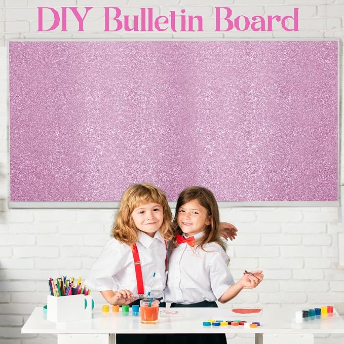 gisgfim Glitter Bulletin Board Roll Sparkle Bulletin Board Background Glitter Poster Paper Gift Wrapping DIY Art Crafts Non Fading Wallpaper for Home Office Classroom Decoration 16"x20ft, Light Purple