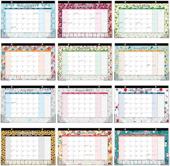 GuassLee Desk Calendar 2026-2027, Desktop Calendar Monthly Pages 17" x 11.5" Runs from Jun.2026 to Dec. 2027-19 Monthly Hanging Calendar with Corner Protectors for School, Home and Office