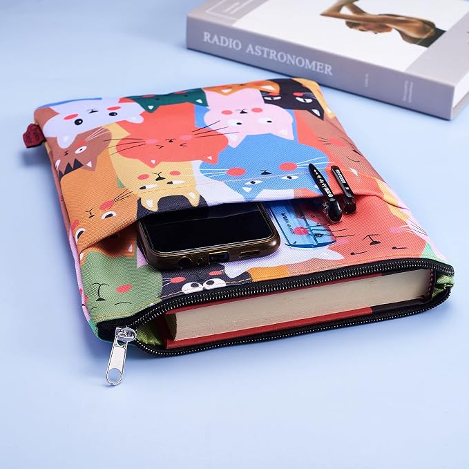 Book Sleeve for Book Lovers, Bookish Book Protector, Book Covers for Paperbacks, Washable Fabric, Book Sleeves with Zipper, Medium 11 Inch X 8.7 Inch