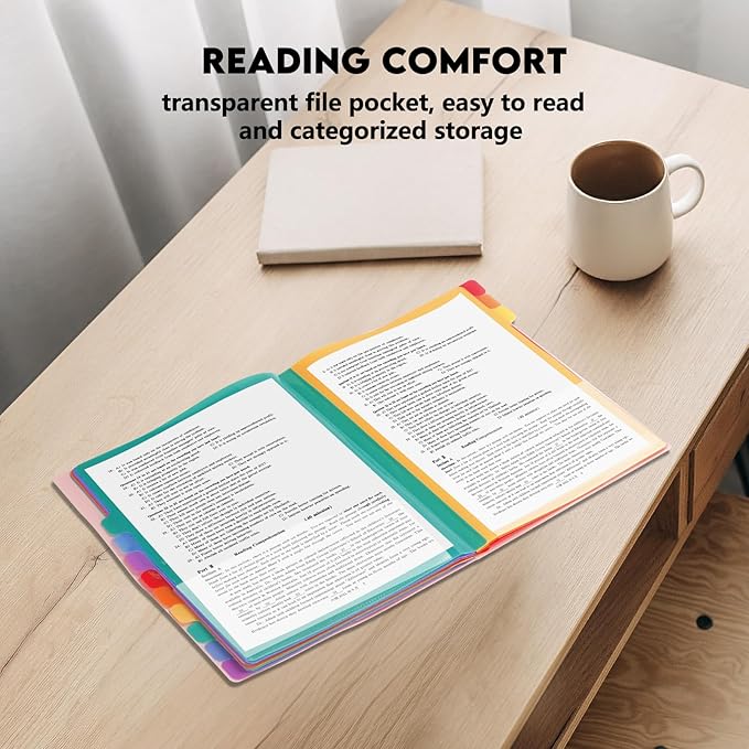 24 Pockets Expanding File Folder Organizer,Accordion File Organizer,A4 Letter Size,Rainbow Tab, for Home/Office/School Document Organizer (Pink)