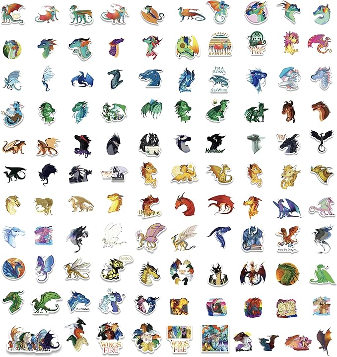 130 pcs Wings of Fire Bookmarks and Stickers - from Wings of Fire Book 1-15 Author Tui Sutherland Wings of Fire Merchandise as Party Favor, Student Rewards (WOF_Bookmarks_with_Stickers)