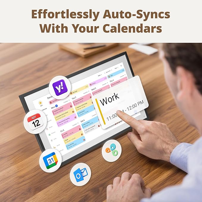 Digital Wall Calendar 15.6 Inch – Interactive Touch Screen Electronic Calendar & Smart Family Hub with Cross-Device Sync, Schedules Reminders, Chore Chart, Rewards & Photo Display