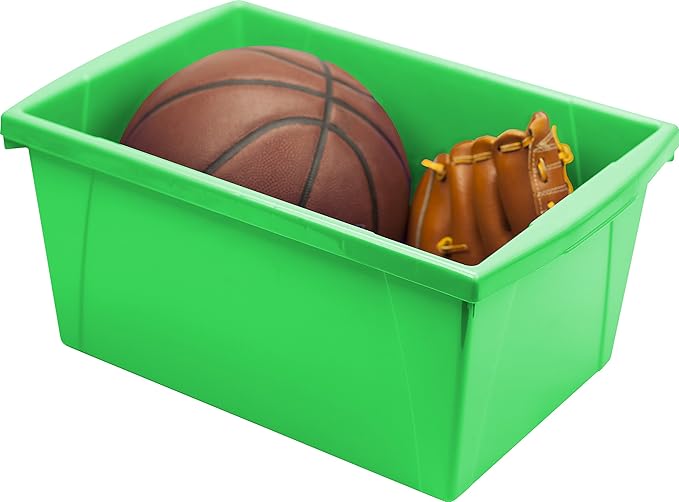 Storex 5.5 Gallon Storage Bin – Plastic Classroom Organizer for Books and Supplies, Green, 1-Pack (61485C06C)