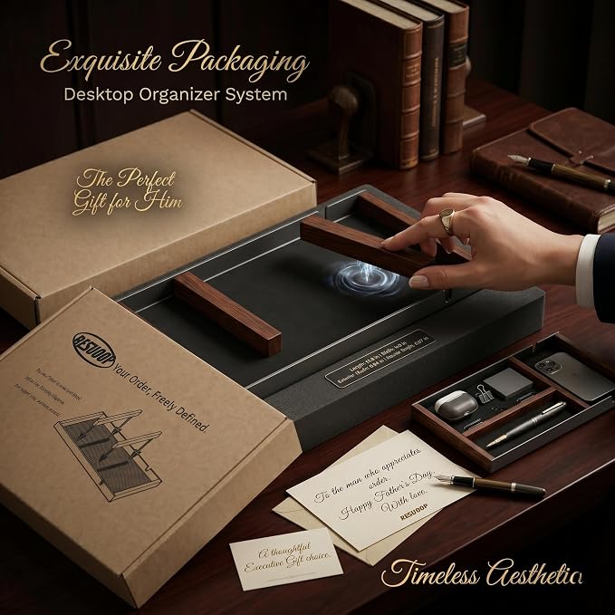 Magnetic Desk Organizer — Your Order Freely Defined — Modular EDC Valet Tray for Desk & Drawer — Premium Modern Catch-All Tray for Office Workspace Home Décor & Tech Storage