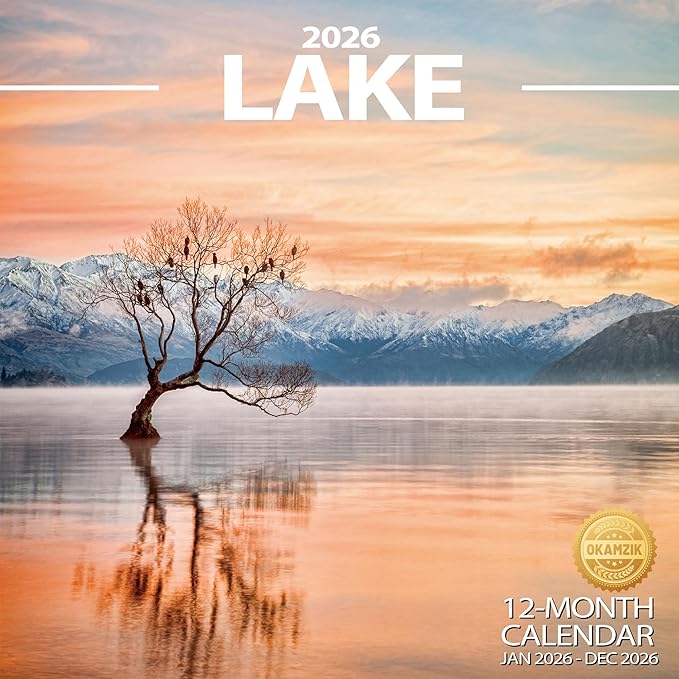 Wall Calendar 2026 Planner Calendar - LAKE Hangable Monthly Wall Calendar with Large Blocks for Organizing & Planning, Academic Schedule, Home, Office & family, Thick & Sturdy Paper (12"x24" Open)