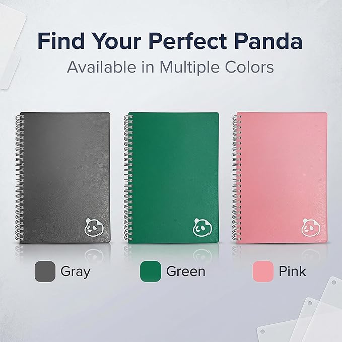 Panda Planner 2026 Undated Daily Planner 5.75" x 8.25" – 90-Day Spiral Academic & Productivity Planner with Hourly Schedule, Habit Tracker, To-Do List & Monthly Calendar – ADHD-Friendly Panda Journal (Gray)