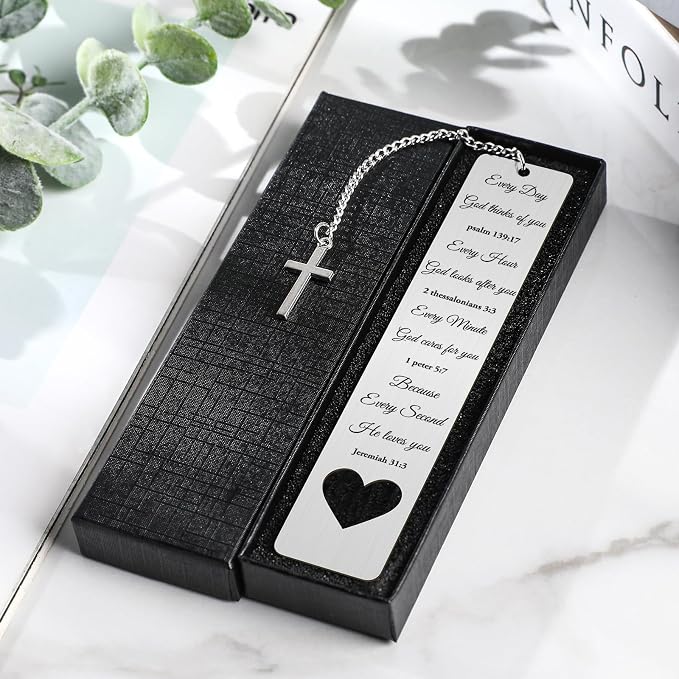 Bible Verse Metal Bookmark Gift - Christian Book Marks for Women Men Inspirational Baptism Religious Bookmarks for Book Lovers Bookworms Book Club Reading Gift