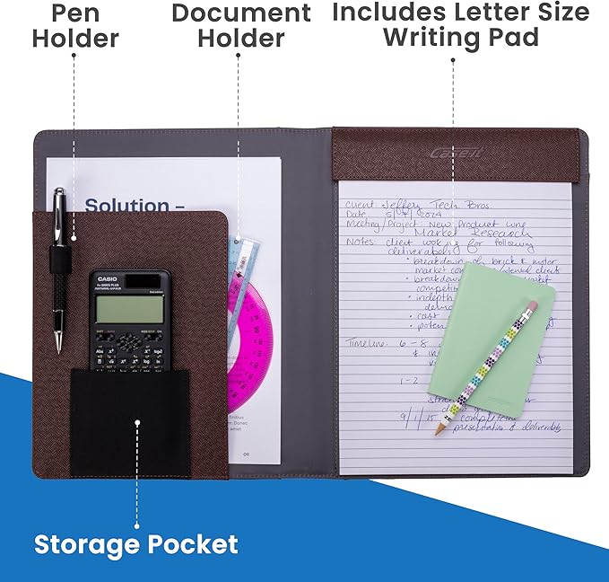 Case it The Strategist PADFOLIO Case-it Business Meeting Padfolio | Professional Portfolio with Letter Size Writing Pad/Detailed Stitched Cover/PAD-24 BRN
