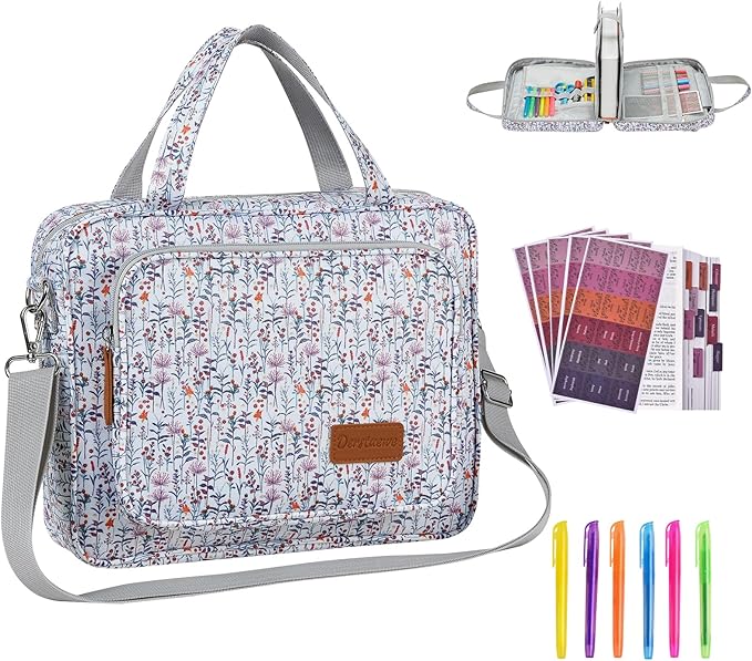 Bible Cover for Women with Shoulder Strap – Large Floral Bible Bag with Pockets for Study, Church & Travel – Fits Journaling Supplies – Christian Gift for Her, Dandelion