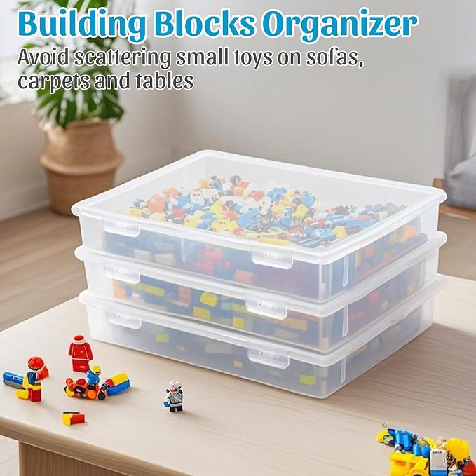 3Pack A4 Paper Organizer Box, Plastic Scrapbook Paper Organizer Portable Storage Containers for A4, 8" x 10" Photo , Board Game, Craft Art Supplies, Document, Magazine, Int.: 12.2 x 8.46 x 1.85in