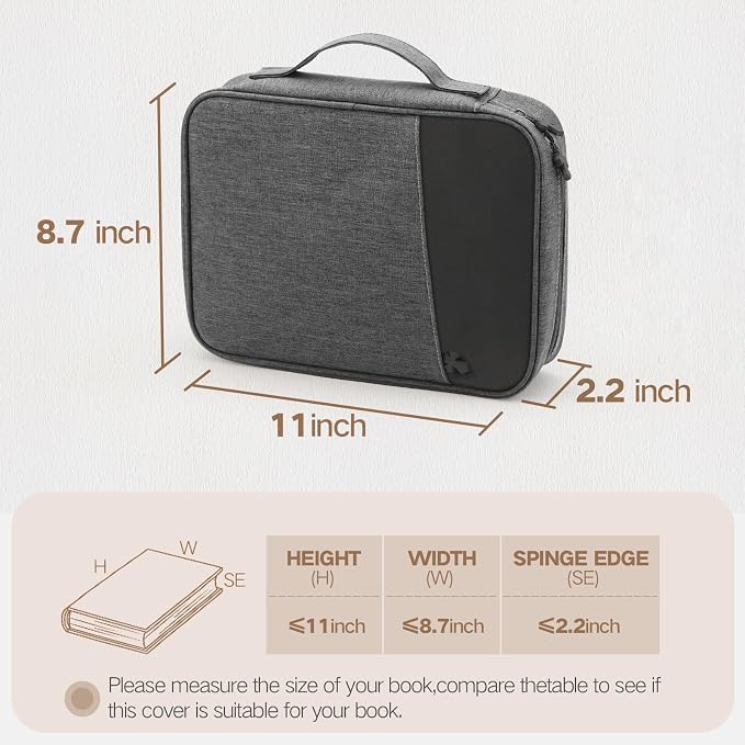 MOSLA Bible Cover Bag with for Women Men, Scripture Study Carrying Book Cover Church Bag with Handle and Pocket for Fathers Mothers Mom Kids, Catholic Church, Christian Gifts, Black&Grey