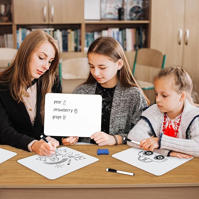 6 Pack Small Dry Erase Board 12''x 9'', Double-Sided Portable Lapboards with Markers & Erasers, Handheld Marker Writing Whiteboard for Office, Home, Students and Classroom Teacher Supplies