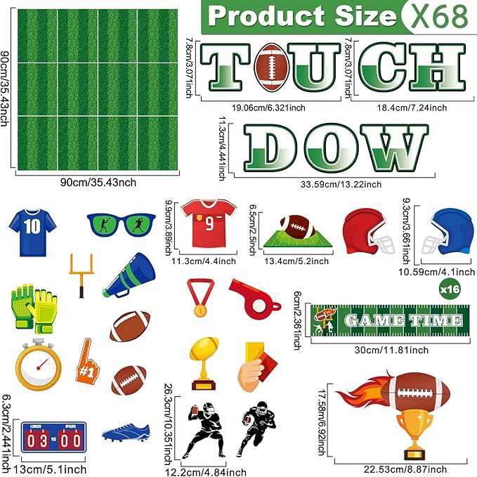 Football Bulletin Board Classroom Decorations with Background Paper & Banner Set Football Touch Down Paper Cutouts for Welcome Back to School Game Day Wall Door Chalkboard Decor