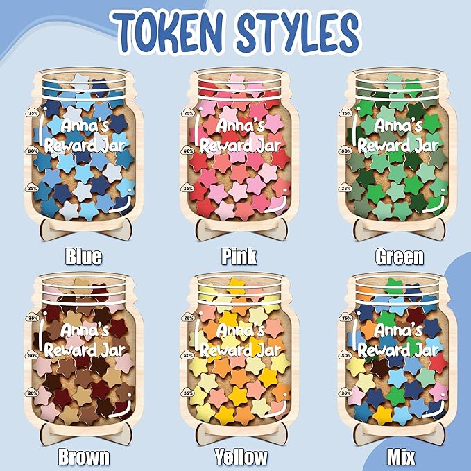 Personalized Star Magnetic Reward Jar Colorful for Kids Potty Training Star Token Good Behavior System Classroom Management Teacher Tools Back to School Gifts for Boys Girls Classroom & Home Décor