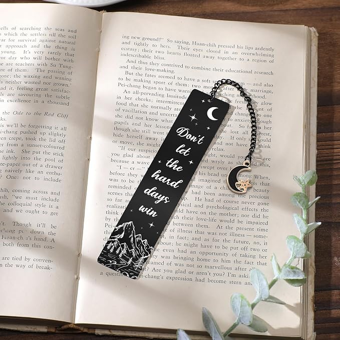 Acotar Metal Bookmark Gifts - Fantasy Book Mark for Reading Women Black Charm Moon Mountains Page Markers for Kids Book Lovers Bookish Readers Students Teachers School Birthday Accessories