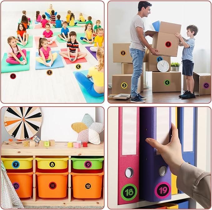 COCHIE Colorful Line Up Spots for Classroom Floor Decorations, 52PCS 4" Number Stickers for Teachers, Vinyl Floor Dots Decals, Back to School Supplies for Preschool, Kindergarten, Elementary (Black A)