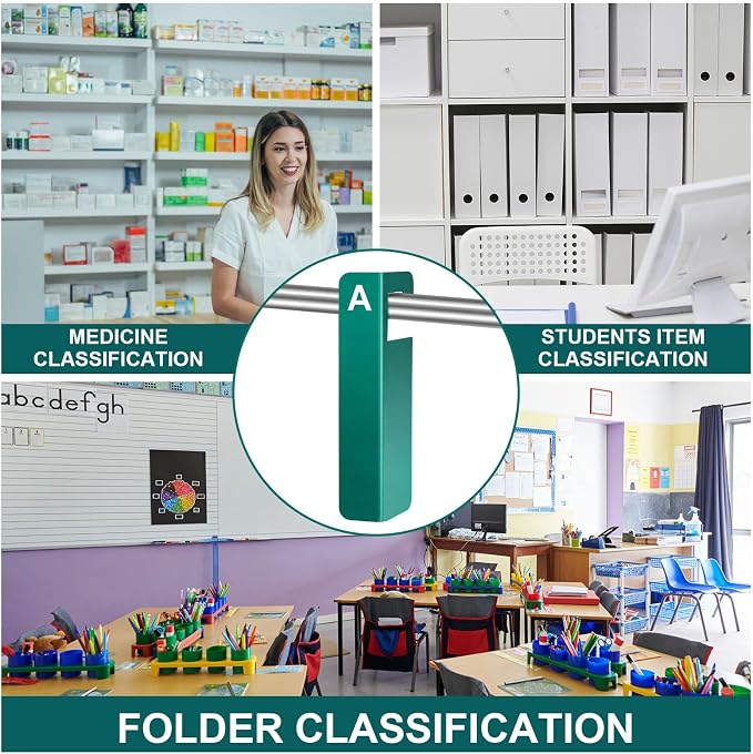 Sayglossy 25 Pcs A-Y Hanging File Folder Index Tabs PVC Alphabet Divider Tabs 6x1.7 Inch for Hanging Filing Cabinet Organization, Classroom, Library, Office