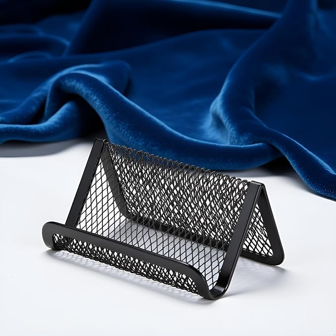 1pc Black Metal Business Card Display Holder,Office Desktop Credit Name Card Case,Office Card Collection Organizers Desk Storage Stand Index Card Filing Products,Desk Accessories
