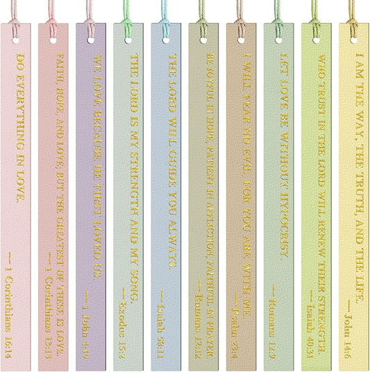 20PCS Leather Bookmark Bible Bookmarks for Reading Women Men Book Lovers Christian Gifts,Cute Page Markers Book Marks Religious Christian Bookmarks Inspirational Bible Verse Scripture (Colorful-2)