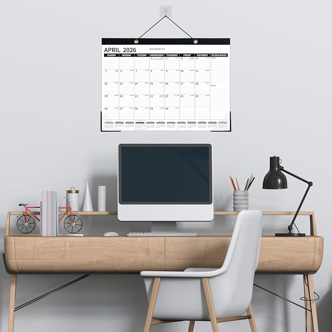 Desk Calendar 2026-2027 – Apr 2026 – Dec 2027, 21 Monthly Desk Calendar, 2026 Large Desk Calendar, 17'' x 12'', 2026-2027 Desk/Wall Calendar with To-do Lists, Desk Pad, Ruled Blocks, Corner Protectors