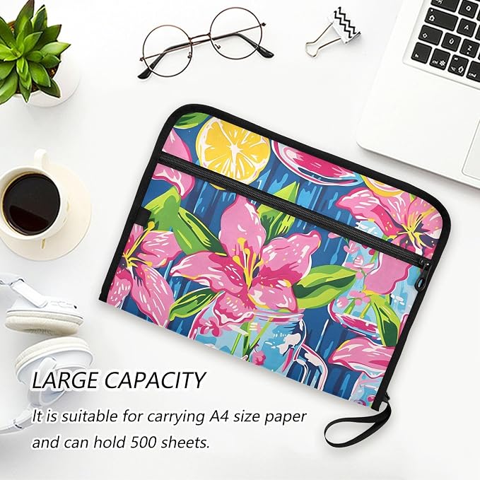 Expanding File Folder Lily Pulitzer Mason Jars Accordion File Organizer 13 Pockets Document Organizer with Zipper Labels A4 Letter Office Storage