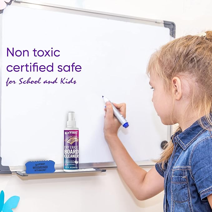 Whiteboard Cleaner 8.5 Ounces White Board Cleaning Spray, Dry Erase Board Cleaner and a Microfiber Cleaning Cloth (1) Non-Toxic Dry Erase Cleaner Spray