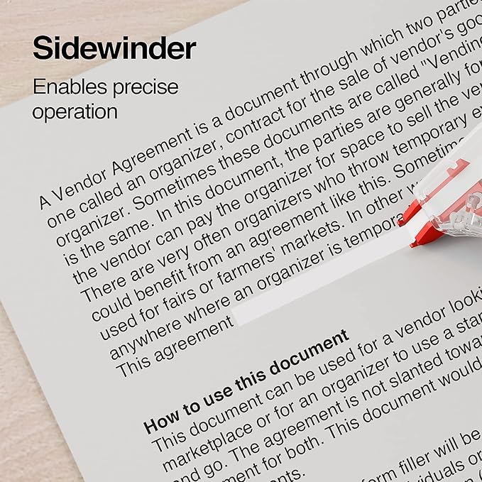 STAPLES Correction Tape, Easy Sidewinder Applicator for Instant Corrections, 10-Pack, White
