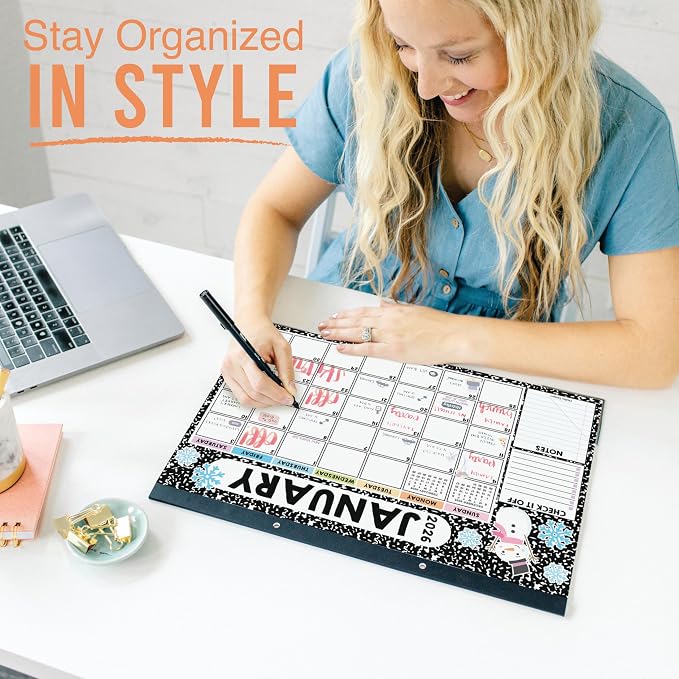 Hadley Designs Large Teacher Desk Calendar 2026-2027 - Desktop Calendar 2026, 18-Month Desk Calendars for Home, Office & Classroom, Cute Classroom Must Haves, Teacher Appreciation Gifts