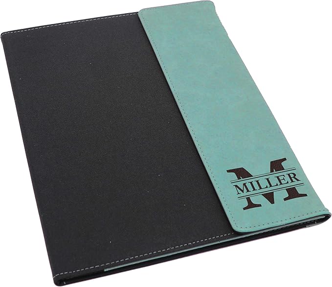 My Personal Memories Personalized Portfolio with Custom Monogrammed Flap - Engraved Teacher, Student, Business, Man, Woman, Gift (Teal)
