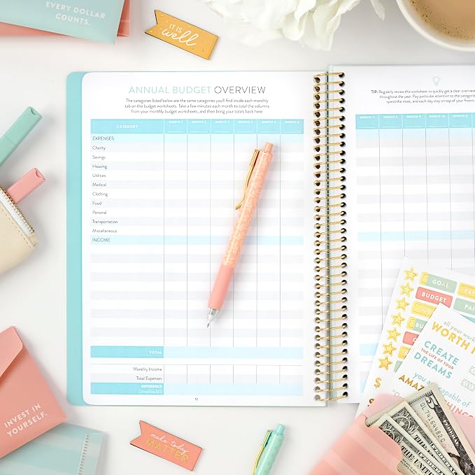 PPP Money Planner | 10 Cash Budget Envelopes | Budget Planner | Annual & Monthly Financial Worksheet, Expense, Saving & Debt Reduction Pages | Stickers | Long-Term Financial Goals | Spend Ledger