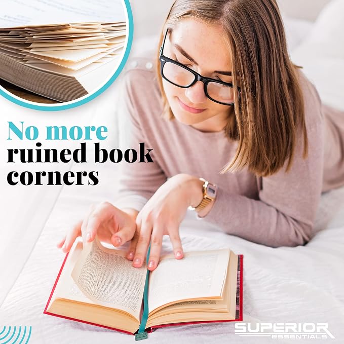 Superior Essentials Magnetic Bookmark-Genuine Leather, Single Long Ribbon Bible Bookmark for Book Lovers-Amplify Your Love for Books with Our Elegant Ribbon Page Marker (Aqua Blue, 3PC)