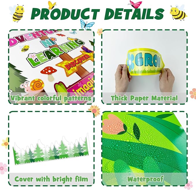 Spring Adventures Bulletin Board Set, Reading Bulletin Board Classroom Decoration Colorful Flower Signpost Cutouts March April Library Home Window Wall Decor for Teacher(Adventures In Learning)