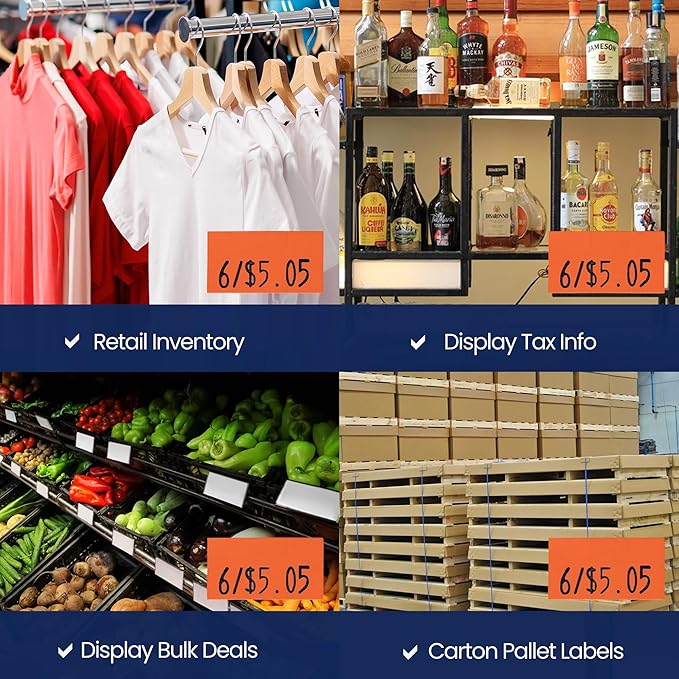 Fluorescent Red Pricing Labels for Monarch 1110 Price Gun - 16 Rolls, 17,000 Pricemarking Labels
