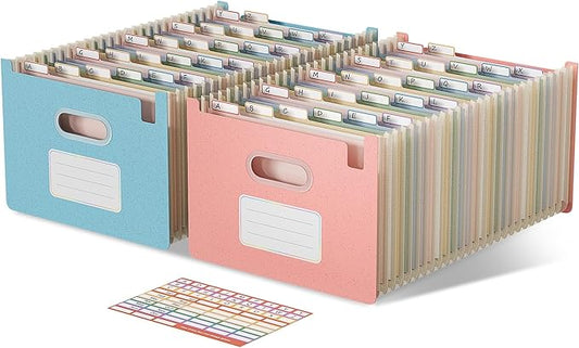 EcoStash 26 Pockets Accordion File Organizer, Wheat Straw File Folders, Upright&Open Top, A-Z Bill Receipt Organizer, 100% BPA Free, Return to Nature, Healthy Living, Letter/A4 Size - 2 Packs