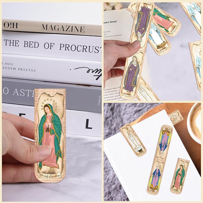30PCS Magnetic Virgin Mary Bookmarks, Catholic Book Marks Featuring Our Lady of Guadalupe, Our Lady of Fatima, Religious Bible Page Markers Gifts for Women Men, Church Accessories